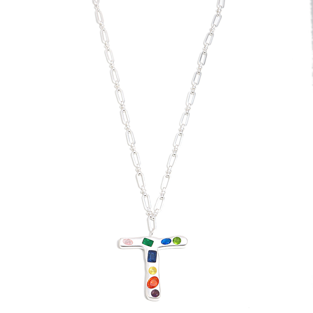 The Gemstone Alphabet Pendant In Silver
