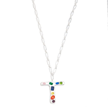 The Gemstone Alphabet Pendant In Silver