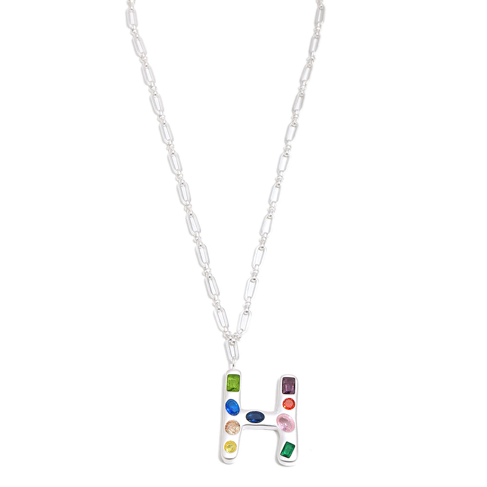 The Gemstone Alphabet Pendant In Silver