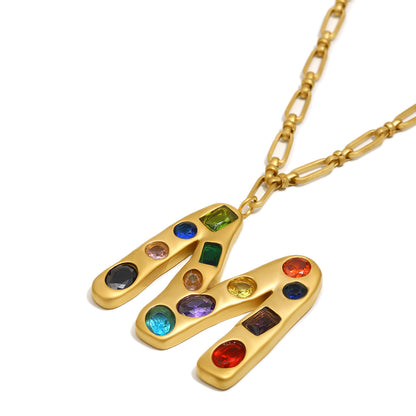 The Gemstone Alphabet Pendant In Gold
