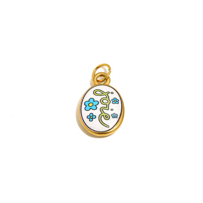 Floral Love Oval Charm