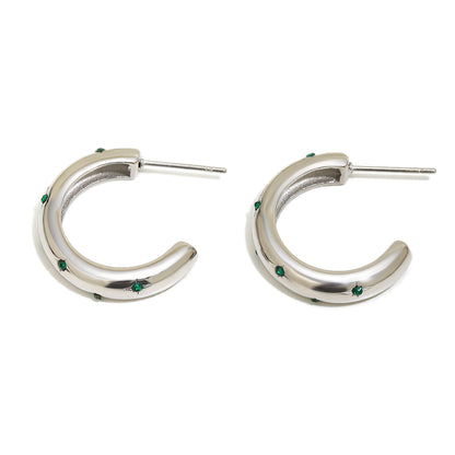 Sophie's Green Hoops In Silver