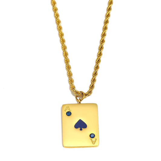 Vesper's Playing Card Necklace In Gold