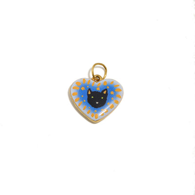 Midnight Cat Heart Charm