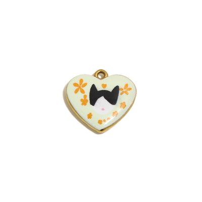 Cat Bloom Heart Charm