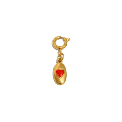 Red Heart Oval Charm