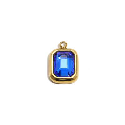 Emerald Cut Gemstone Charm In Gold