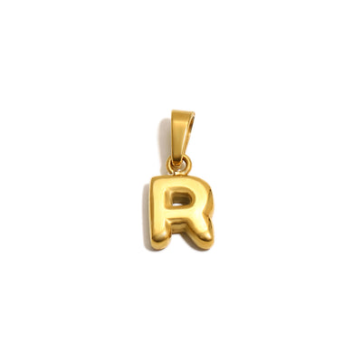Gold Bubble Letter Charm - R