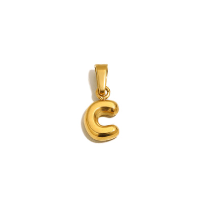 Gold Bubble Letter Charm - C