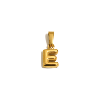 Gold Bubble Letter Charm - E