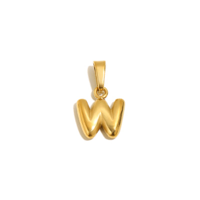 Gold Bubble Letter Charm - W