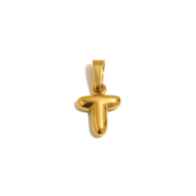 Gold Bubble Letter Charm - T