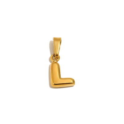 Gold Bubble Letter Charm - L