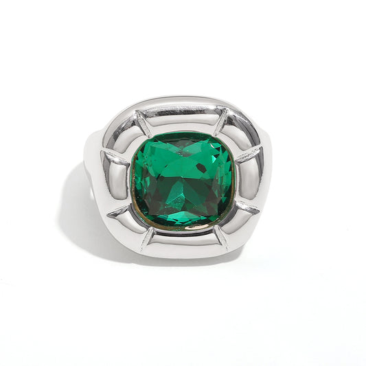 Olivia's Green Ring in Silver