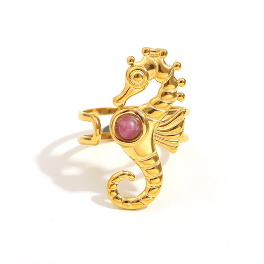 Isla's Pink Seahorse Ring