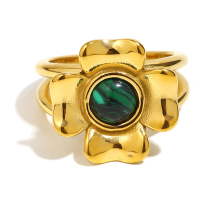 Riya's Flower Ring In Green