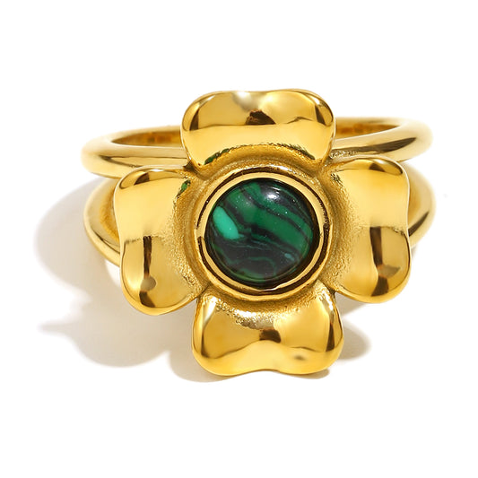 Riya's Flower Ring In Green