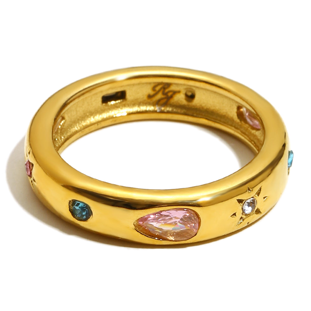 Athena’s multicoloured ring in gold
