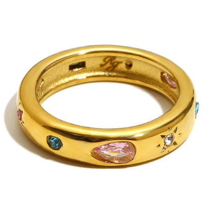 Athena’s multicoloured ring in gold