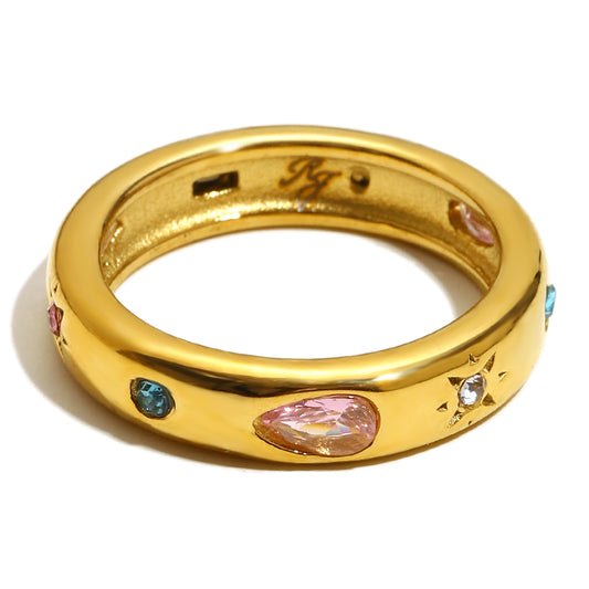 Athena’s multicoloured ring in gold