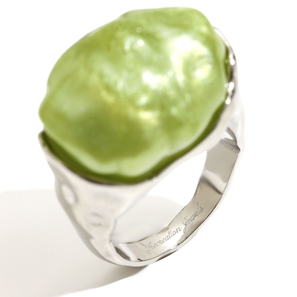 Tally's Light Green Ring In Silver