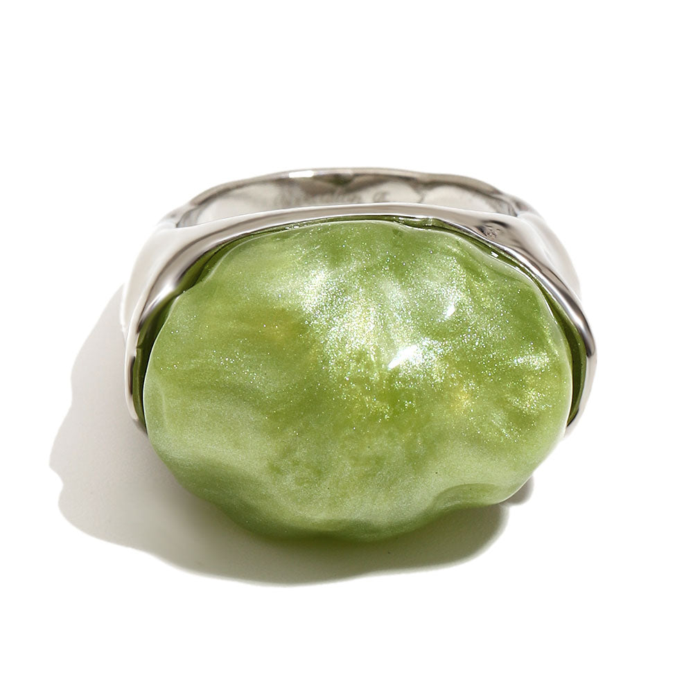 Tally's Light Green Ring In Silver