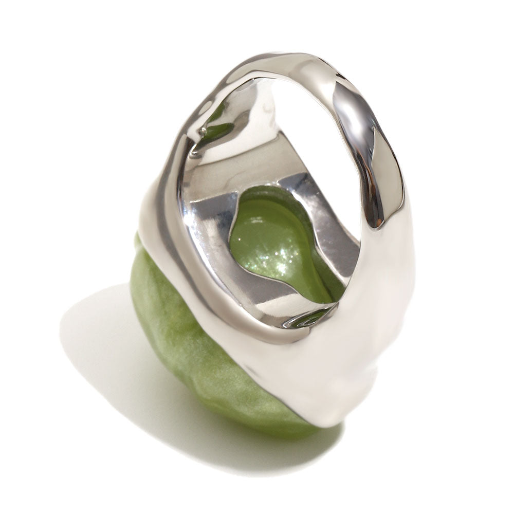 Tally's Light Green Ring In Silver