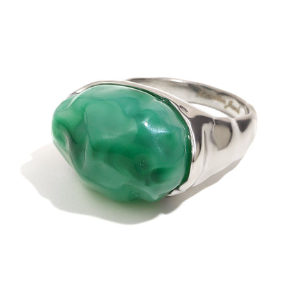 Tally's Green Ring In Silver