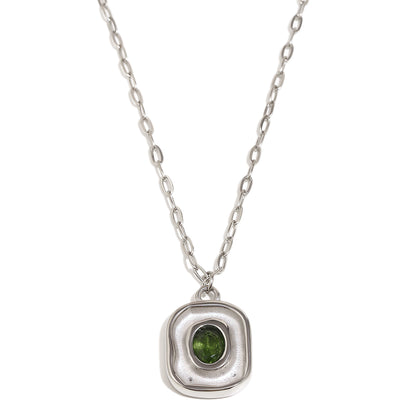 Alexa's Green Pendant In Silver