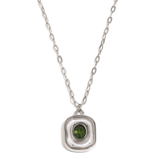 Alexa's Green Pendant In Silver