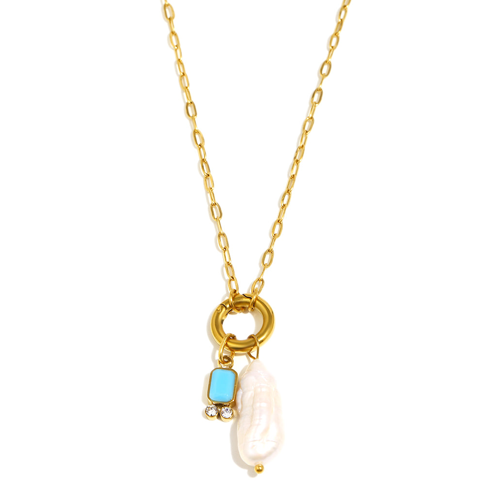 Amelie's Pearl Necklace In Sky Blue