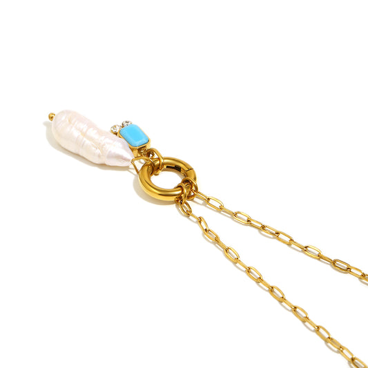 Amelie's Pearl Necklace In Sky Blue