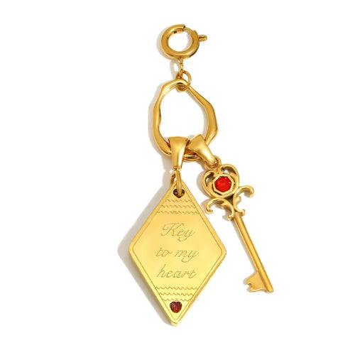 THE Key to My Heart Charm in gold