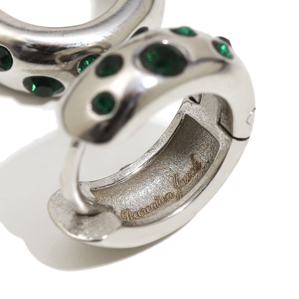 Ellie's Green Hoops In Silver