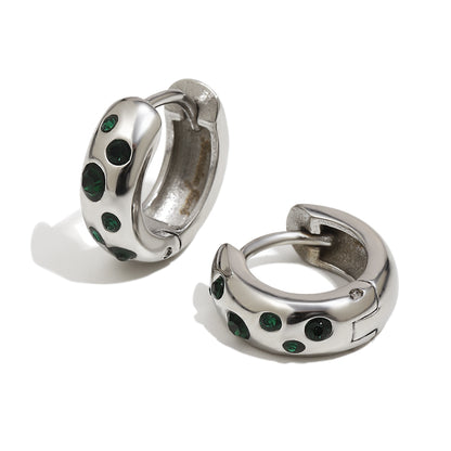 Ellie's Green Hoops In Silver