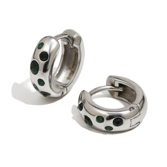 Ellie's Green Hoops In Silver