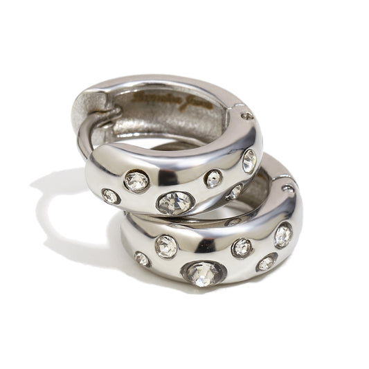 Alyna's White Hoops In Silver