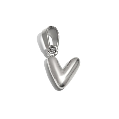 Silver Bubble Letter Charm - V