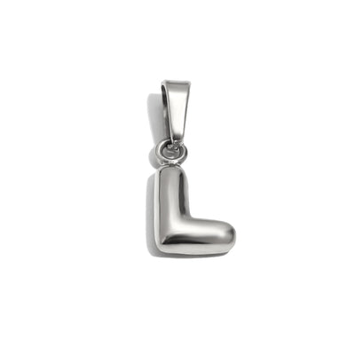 Silver Bubble Letter Charm - L