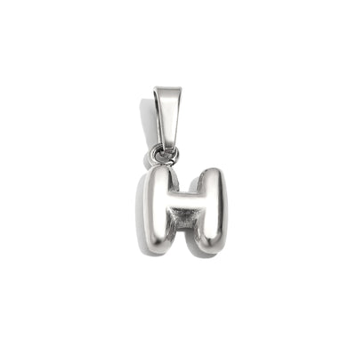 Silver Bubble Letter Charm - H