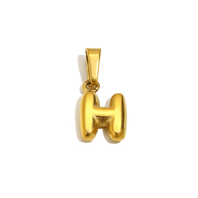 Gold Bubble Letter Charm - H