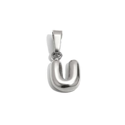 Silver Bubble Letter Charm - U