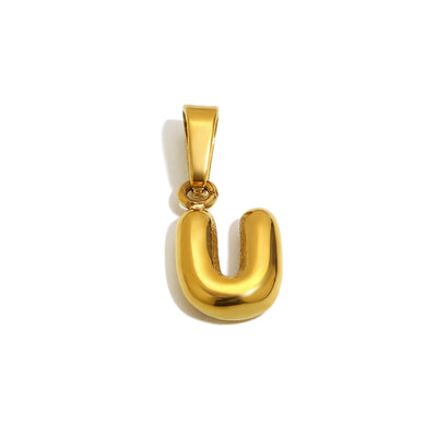 Gold Bubble Letter Charm - U