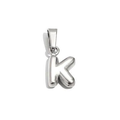 Silver Bubble Letter Charm - K