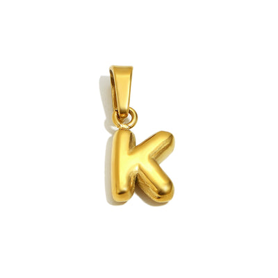Gold Bubble Letter Charm - K