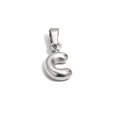 Silver Bubble Letter Charm - C