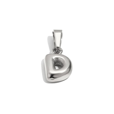 Silver Bubble Letter Charm - D