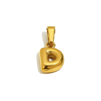 Gold Bubble Letter Charm - D