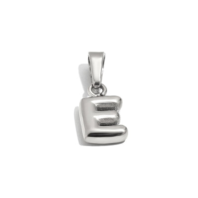 Silver Bubble Letter Charm - E