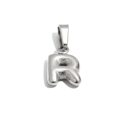 Silver Bubble Letter Charm - R
